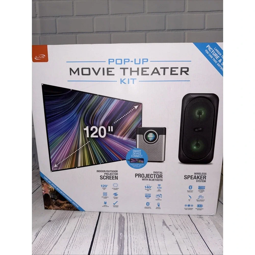 iLive 720p Pop-Up Movie Theater Kit THE2604BDL w/ 120